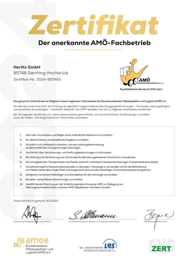 AMO Herlitz GmbH ZERTIFIKAT